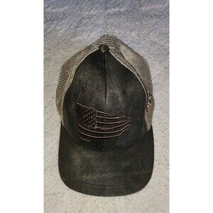 Ariat Mens Hat Baseball Cap Snap Mesh Flag Embroidery Brown